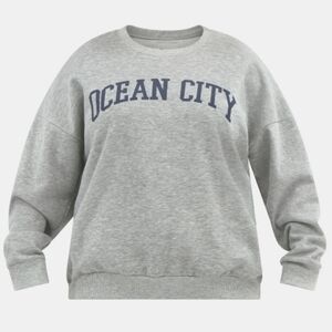 No Boundaries Oversized Graphic  Crewneck Sweatshirt, XXL, (20), Gray & Blue